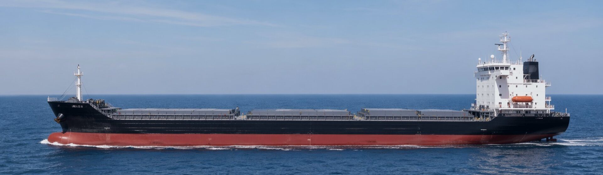 Bulk carrier under way at sea